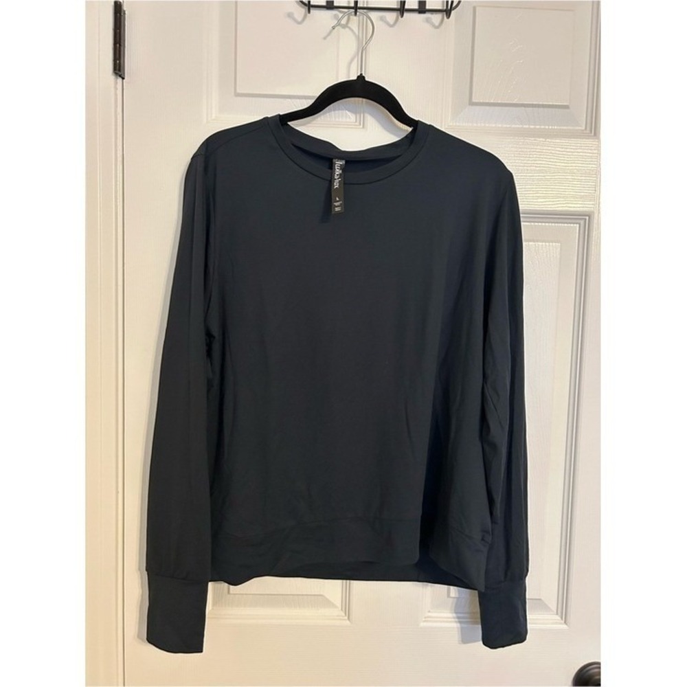 Lukka Lux Women's Long Sleeve Crewneck Shirt in Charcoal